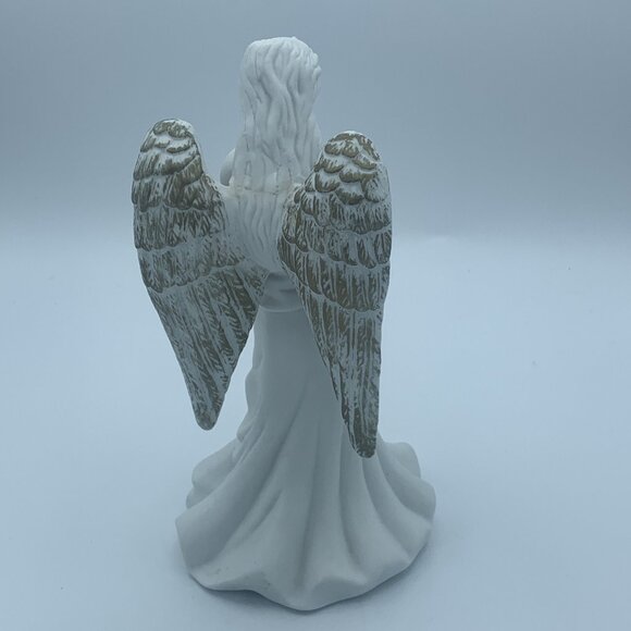 Elegant Ceramic Angel Figurine with Trumpet  8.5 inch – Gold Accents - Christmas - Picture 4 of 7